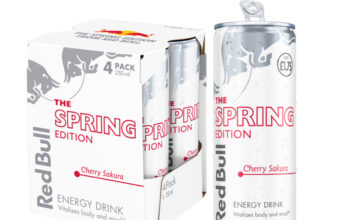 Red Bull unveils Cherry Sakura Spring Edition Pack shots of Red Bull The Spring Edition Cherry Sakura with a four pack format of 250ml cans as well as a 250ml £1.75 PMP can.