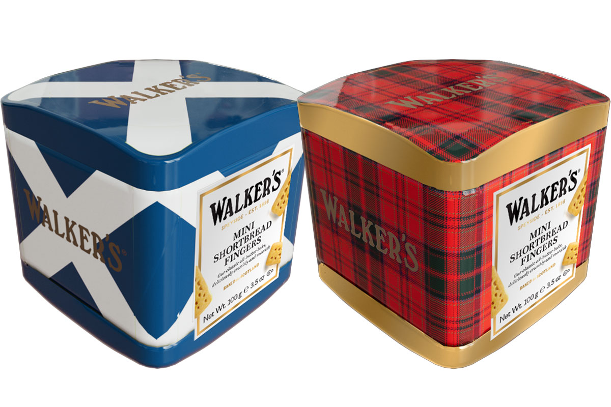Pack shots of Walker's Shortbread Mini Tin Cubes.