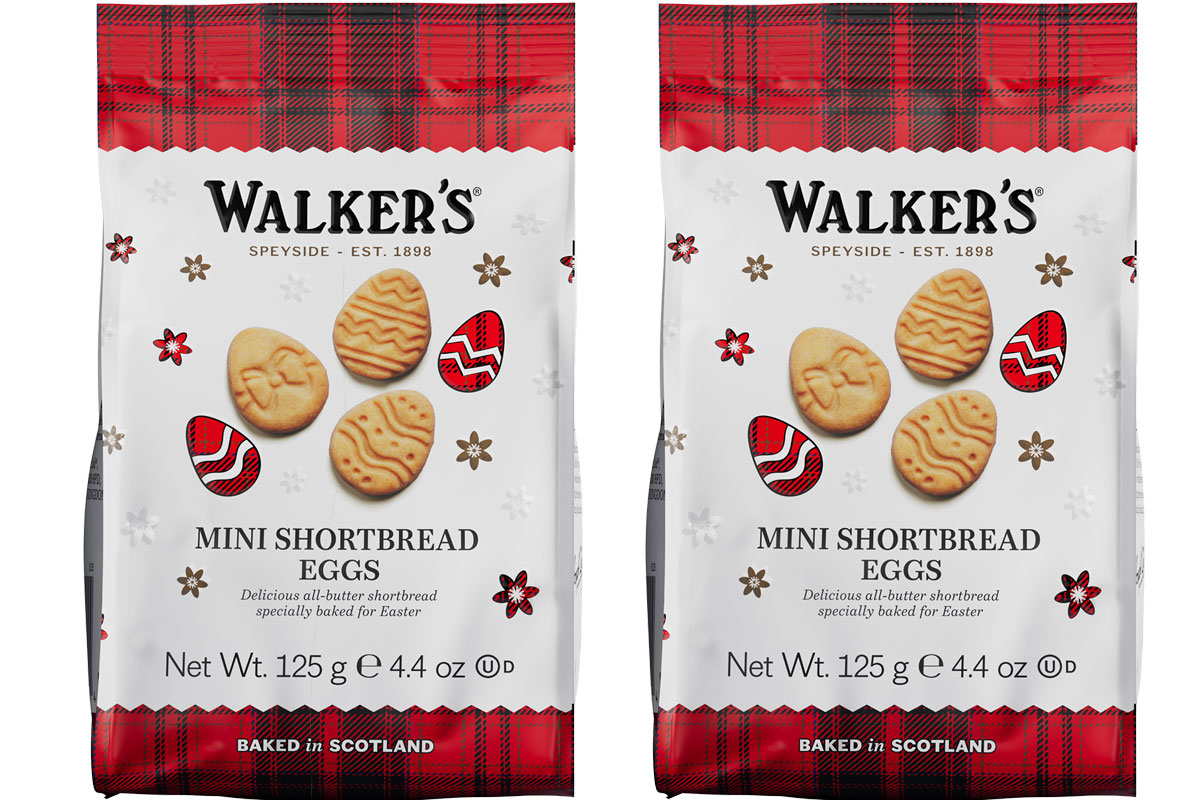Pack shots of Walker's Shortbread Mini Eggs.