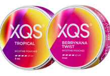 XQS unveils rebrand across entire nicotine pouch range Pack shots of 2026 rebrand for XQS Tropical and Berrynana Twist.