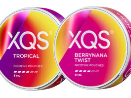 XQS unveils rebrand across entire nicotine pouch range Pack shots of 2026 rebrand for XQS Tropical and Berrynana Twist.