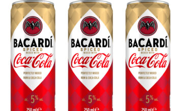 CCEP grows Bacardí & Coca-Cola range with Spiced variant Pack shots of Bacardí Spiced & Coca-Cola cans.