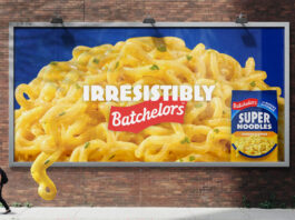Batchelors unveils rebrand across its entire portfolio A billboard of the Batchelors rebrand featuring its Super Noodles brand.