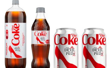 Diet Coke debuts new Devil Wears Prada 2 design Pack shots of two litre Diet Coke bottle, Diet Coke 500ml bottle and 330ml Diet Coke cans with the Devil Wears Prada 2 on-pack promotion.