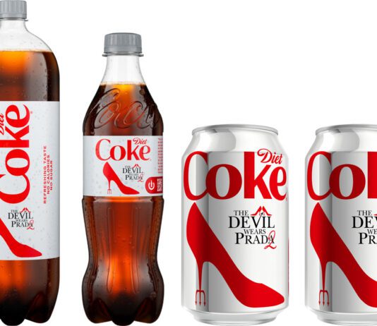 Diet Coke debuts new Devil Wears Prada 2 design Pack shots of two litre Diet Coke bottle, Diet Coke 500ml bottle and 330ml Diet Coke cans with the Devil Wears Prada 2 on-pack promotion.