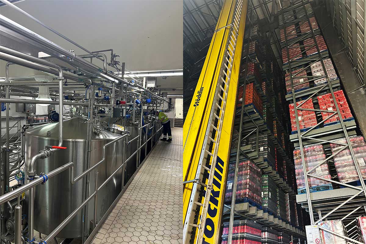 The sheer scale of the East Kilbride CCEP plant – from the syrup vats to huge warehouse – is impressive.