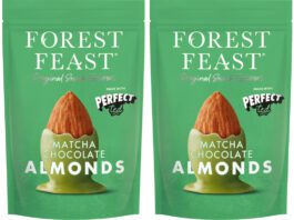 Forest Feast rolls out new Matcha Chocolate Almonds Pack shots of Forest Feast Matcha Chocolate Almonds.