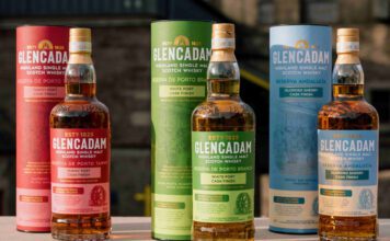 Glencadam unveils packaging rebrand for wine cask range Bottles of Glencadam's new design along with their outer packs are lined up on a wall.