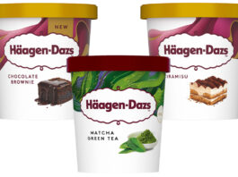 Häagen-Dazs shakes up freezers with three new ice creams Pack shots of Häagen-Dazs ice cream tubs in Chocolate Brownie, Matcha Green Tea and Tiramisu flavours.