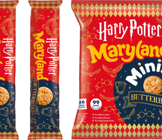 Maryland unveils Harry Potter inspired Butterbeer Cookies Pack shots of Maryland Harry Potter Butterbeer Cookies standard roll wrap and Minis format.