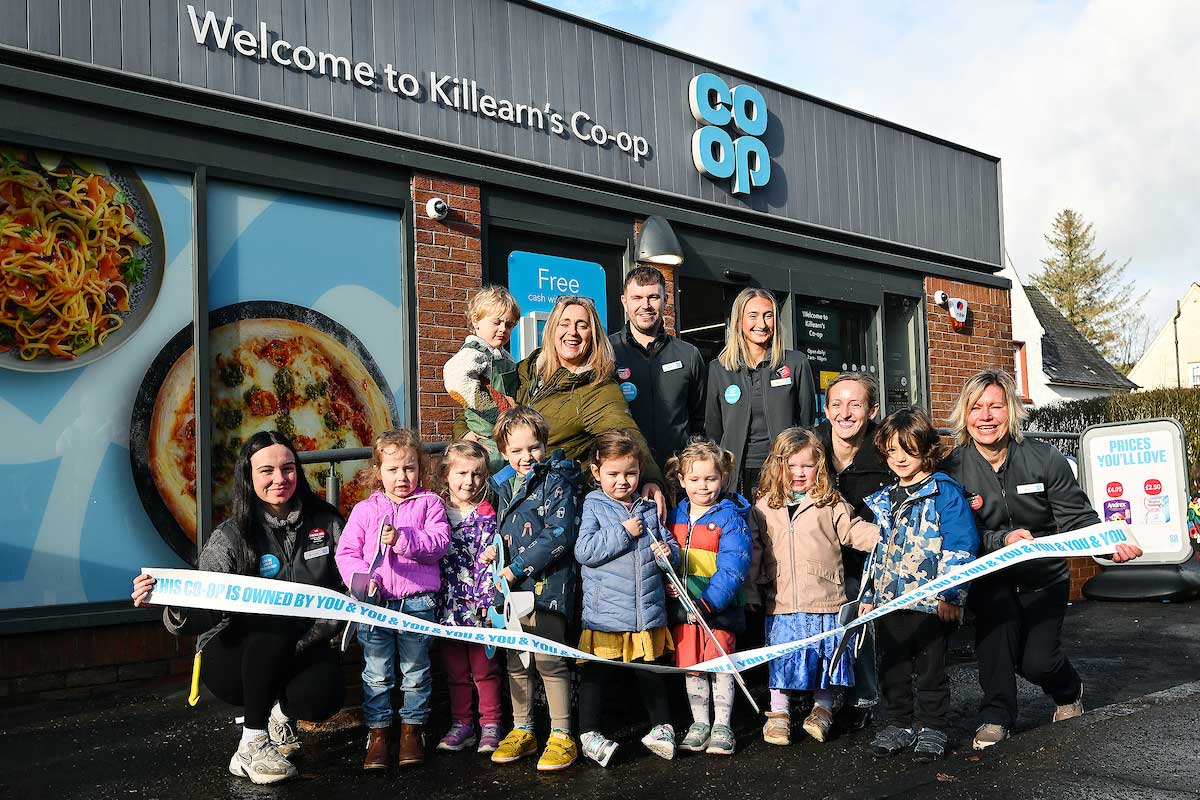 Children from Killearn Nursery School were on hand to help relaunch the village Co-op store.