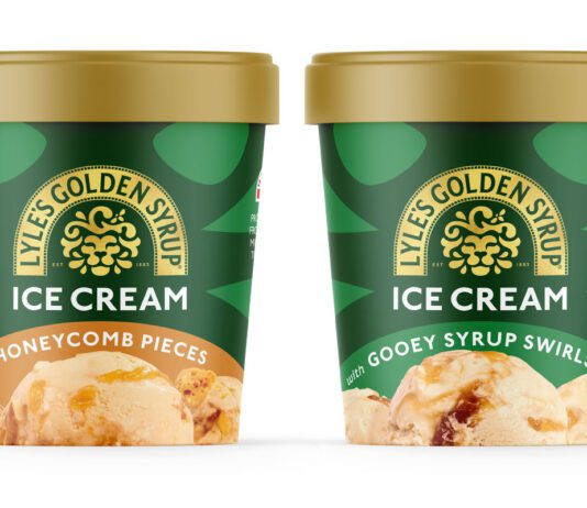 Lyle’s Golden Syrup introduces new Ice Cream range Pack shots of Lyle's Golden Syrup Ice Cream with Honeycomb Pieces and Ice Cream with Gooey Syrup Swirls.