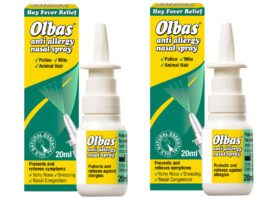 Olbas stays ahead of hay fever with Anti Allergy Nasal Spray Pack shots of Olbas Anti Allergy Nasal Sprays with outer boxes.
