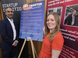 Calls to tackle energy costs Retailer Kaual Patel with Labour MP Sarah Edwards at the launch of the Trust and Transparency Energy Charter.