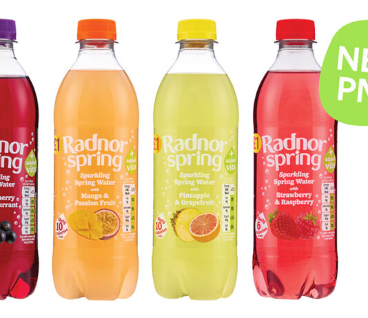 Radnor Hills introduces new PMP range Pack shots of Radnor Spring price-marked packs with green bubble with the text "NEW PMP".