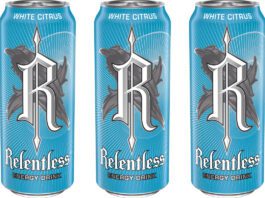 Relentless adds new White Citrus flavour to range Pack shots of Relentless White Citrus cans.