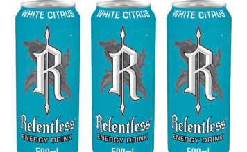 Relentless adds new White Citrus flavour to range Pack shots of Relentless White Citrus 500ml cans.