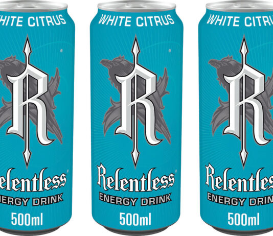 Relentless adds new White Citrus flavour to range Pack shots of Relentless White Citrus 500ml cans.