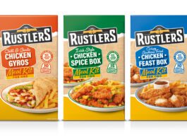 Rustlers breaks new ground with new frozen range Pack shots of Rustlers Frozen Meal Kits including the Chilli & Garlic Chicken Gyros, Irish Style Chicken Spice Box and Crispy Southern Fried Chicken Feast Box.