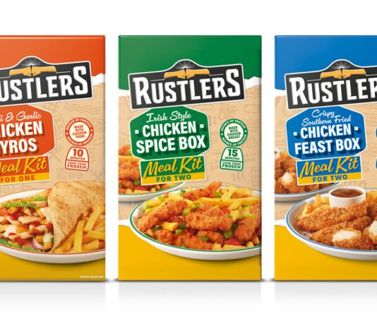 Rustlers breaks new ground with new frozen range Pack shots of Rustlers Frozen Meal Kits including the Chilli & Garlic Chicken Gyros, Irish Style Chicken Spice Box and Crispy Southern Fried Chicken Feast Box.