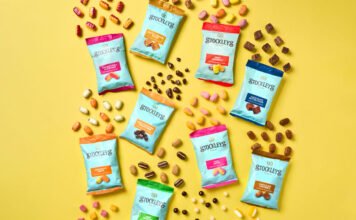 Stockley’s rolls out new Treat Bag format Bags of Stockleys sweets with sweets pouring out from them against a yellow background.