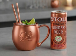 Stoli relaunches Ginger Beer cans A can of Stoli Ginger Beer stands next to a copper mug with the Stoli logo on it.