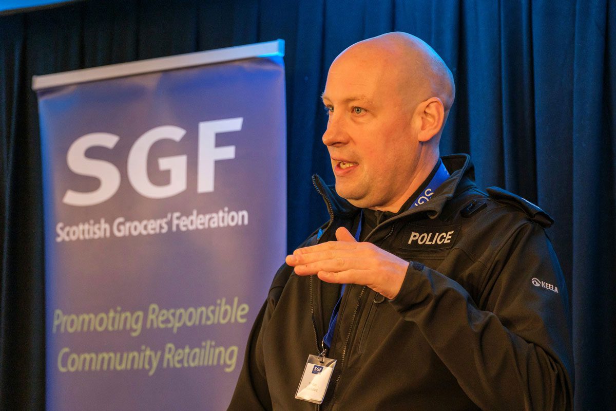 ACC Tim Mairs of Police Scotland delivers a talk at the SGF Annual Crime Conference.