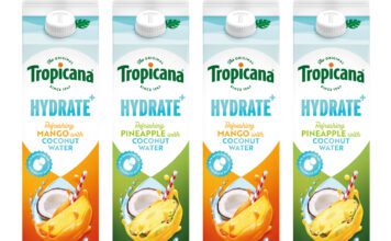 Tropicana taps into functional drinks with Hydrate+ Pack shots of Tropicana Hydrate+ Mango with Coconut Water and Pineapple with Coconut Water.