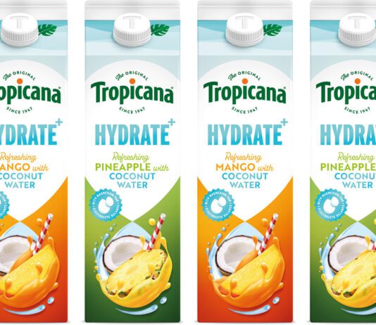 Tropicana taps into functional drinks with Hydrate+ Pack shots of Tropicana Hydrate+ Mango with Coconut Water and Pineapple with Coconut Water.