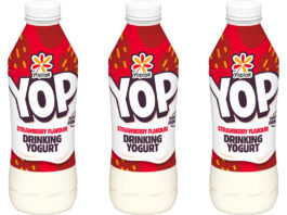 YOP accelerates growth through major rebrand Pack shots of YOP Strawberry Flavour Drinking Yogurt bottles.