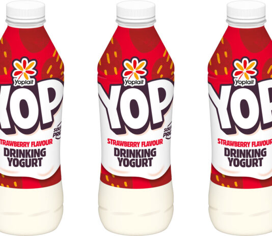 YOP accelerates growth through major rebrand Pack shots of YOP Strawberry Flavour Drinking Yogurt bottles.