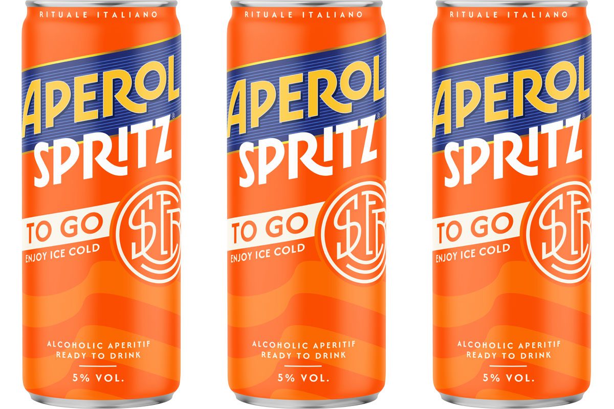 Pack shots of Aperol Spritz To Go cans.