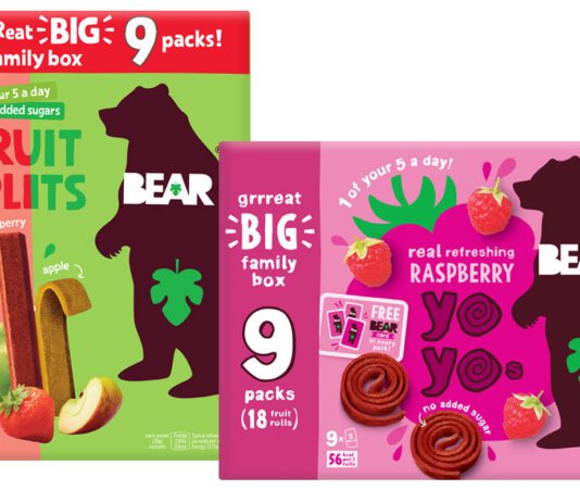 BEAR rolls out larger pack formats Pack shots of new 9-pack formats for BEAR fruit snacks.