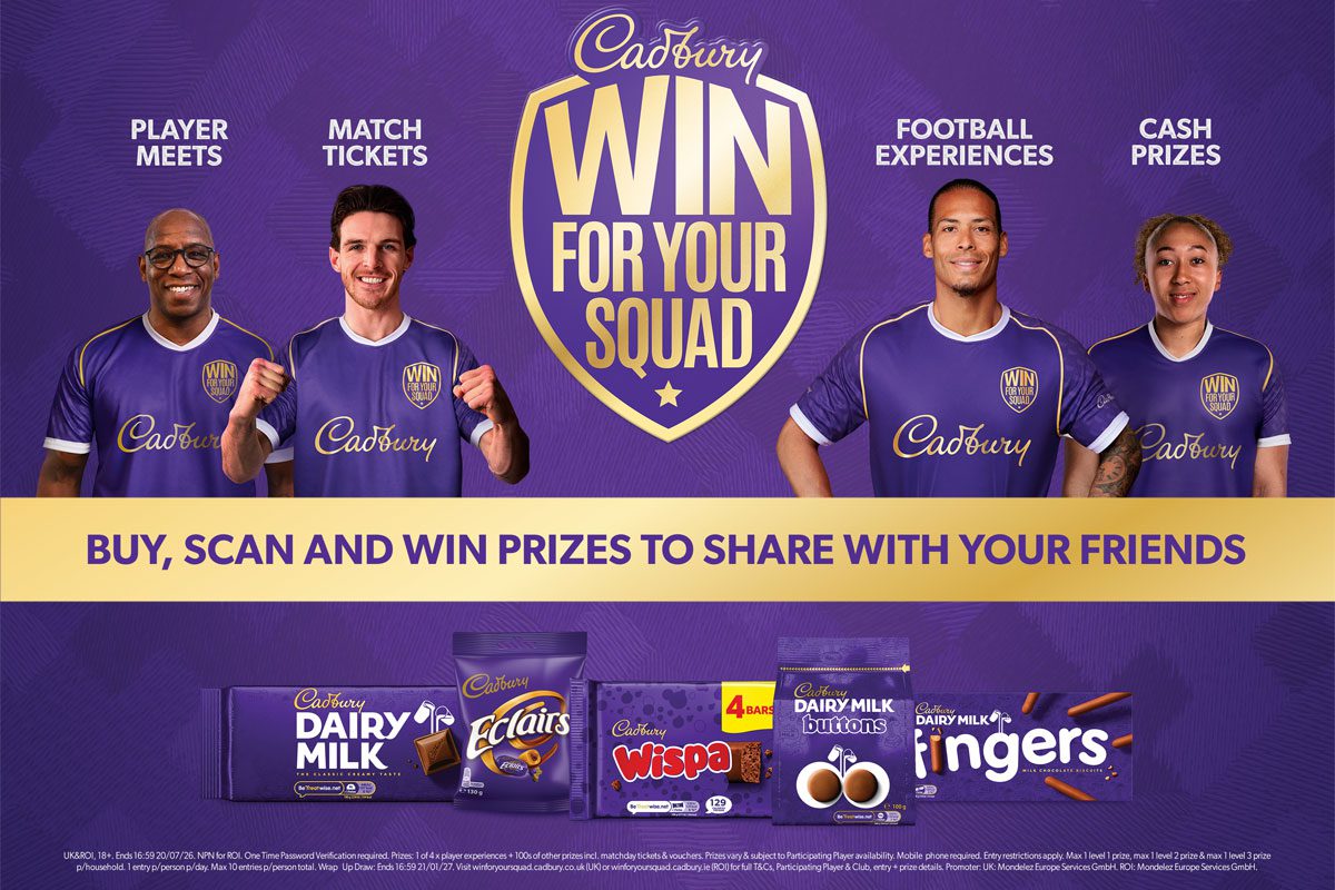 Promotional image of the Cadbury Win for Your Squad competition.