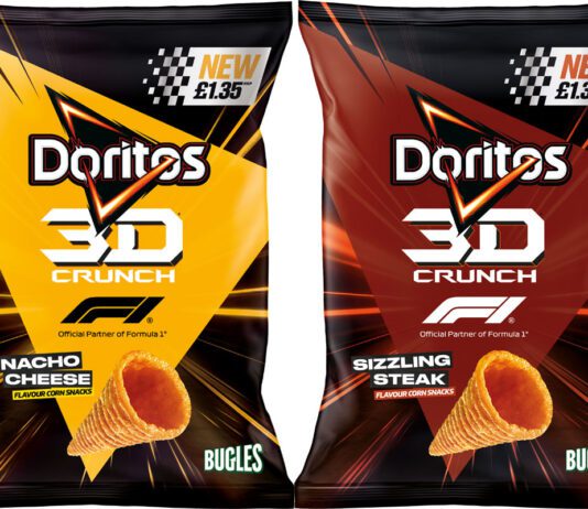 Doritos to drive sales with new 3D Crunch format Pack shots of Doritos 3D Crunch Nacho Cheese and Flame featuring an on-pack partnership with Formula 1.