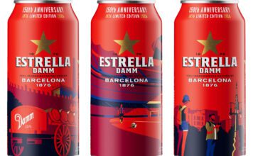 Estrella Damm marks 150 years with limited edition packs Pack shots of Estrella Damm 440ml cans with the 150th anniversary design across them.