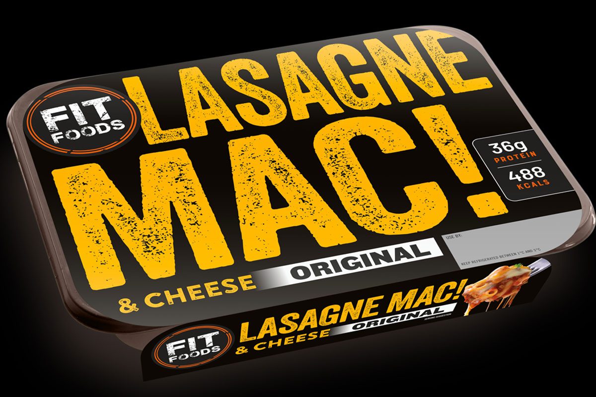 Pack shot of Fit Foods Lasagne Mac & Cheese.