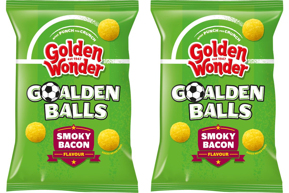 Pack shots of Golden Wonder Goalden Balls.
