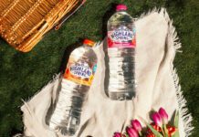 Highland Spring unveils new Flavoured Water range Bottles of Highland Spring Orange & Passionfruit and Summer Berries lie on a picnic scene with a wicker basket in the background.