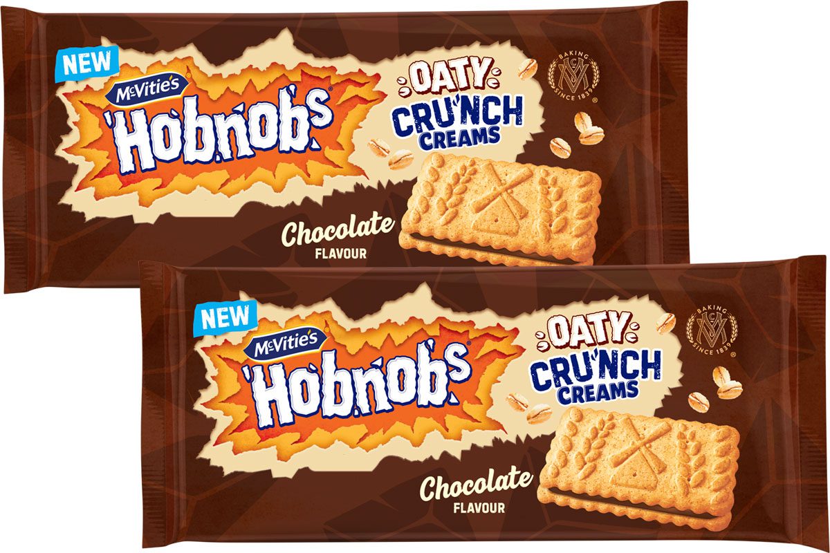 Pack shots of McVitie's Hobnobs Oaty Crunch Creams.