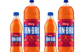 Irn-Bru introduces new Cherry flavour to Zero sugar range Pack shots of Irn-Bru Zero Cherry 500ml bottles and two litre bottles.
