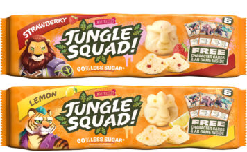 Jungle Squad bars set to shake up kids snacking Pack shots of Jungle Squad Cake Bars in Strawberry and Lemon flavours.