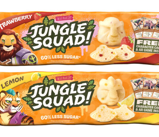 Jungle Squad bars set to shake up kids snacking Pack shots of Jungle Squad Cake Bars in Strawberry and Lemon flavours.