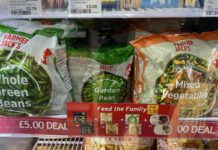 KeyStore introduces £5 promo with Eden Farm Image of a KeyStore shelf in the frozen aisle with Farmer Jack's Frozen Vegetables packs.