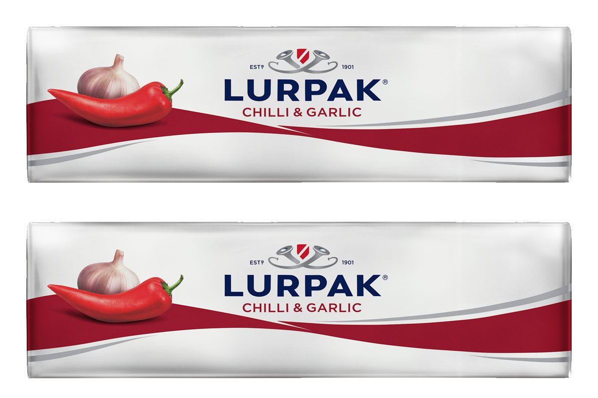 Pack shots of Lurpak Chilli & Garlic butter.