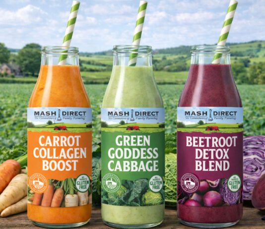 Mash Direct enters chilled drinks category Bottles of Mash Direct drinks stand against a farming background.