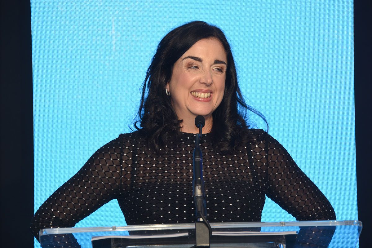 Natalie Lightfoot, owner of Londis Solo Convenience Baillieston, accepting the Industry Achievement Award at the Scottish Grocer Awards 2025.