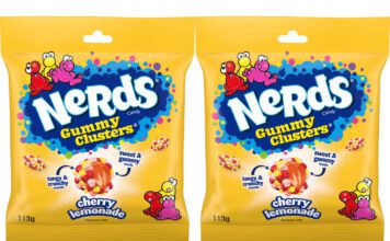 Nerds Gummy Clusters introduces new Cherry Lemonade flavour Pack shots of Nerds Gummy Clusters Cherry Lemonade.