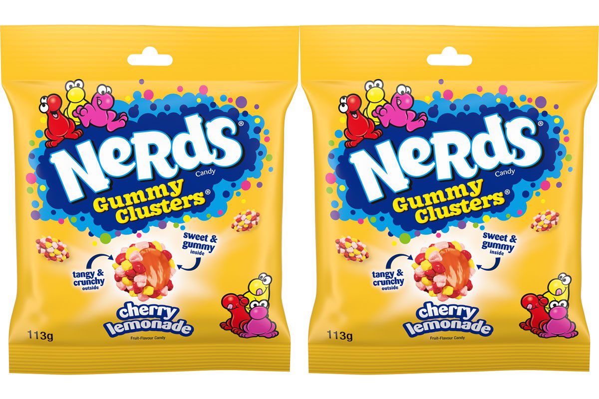 Pack shots of Nerds Gummy Clusters Cherry Lemonade.
