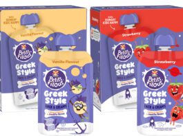 Petits Filous introduces Greek Yoghurt Pouches Pack shots of Petits Filous Greek Yoghurt Pouches range including single and multipacks of Vanilla and Strawberry variants.